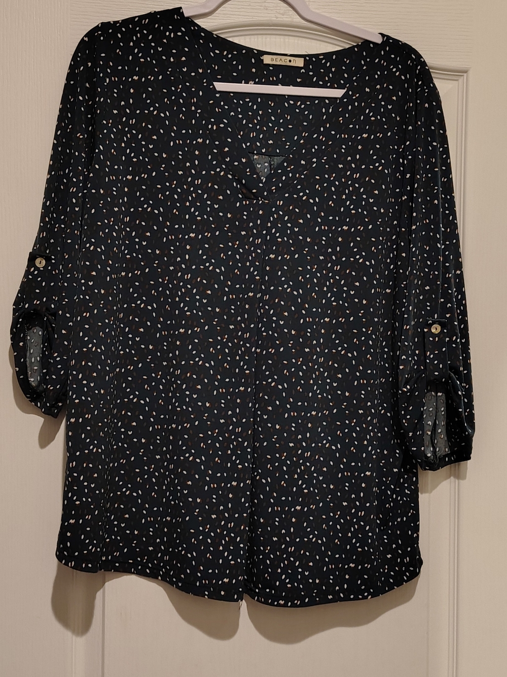Beacon Navy Dot-Print V-Neck Tunic